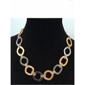 Steel By Design QVC Necklace Gold & Silver Tone Stainless Steel Square Links